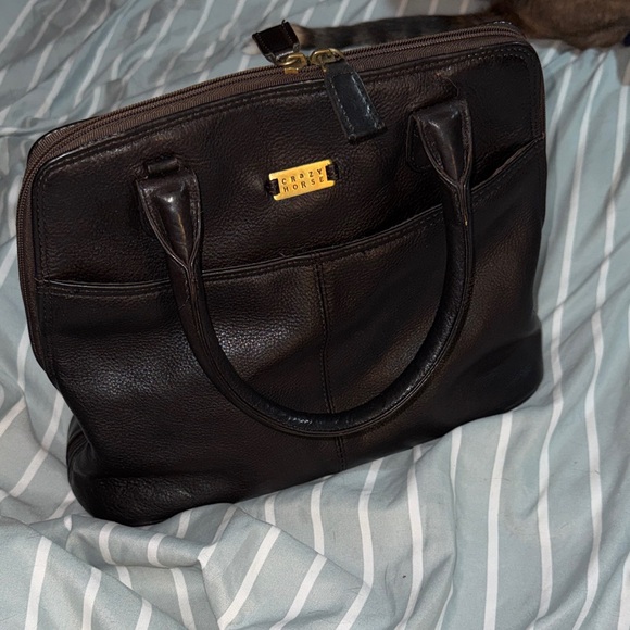 Crazy Horse By Liz Claiborne Handbags - Crazy Horse Vintage Black Leather Handbag Purse